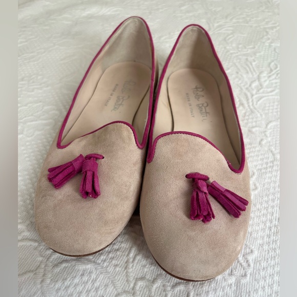 Paolo Bentini flat ballerina shoes pink tassels blush suede made in Italy 38 - Picture 5 of 10